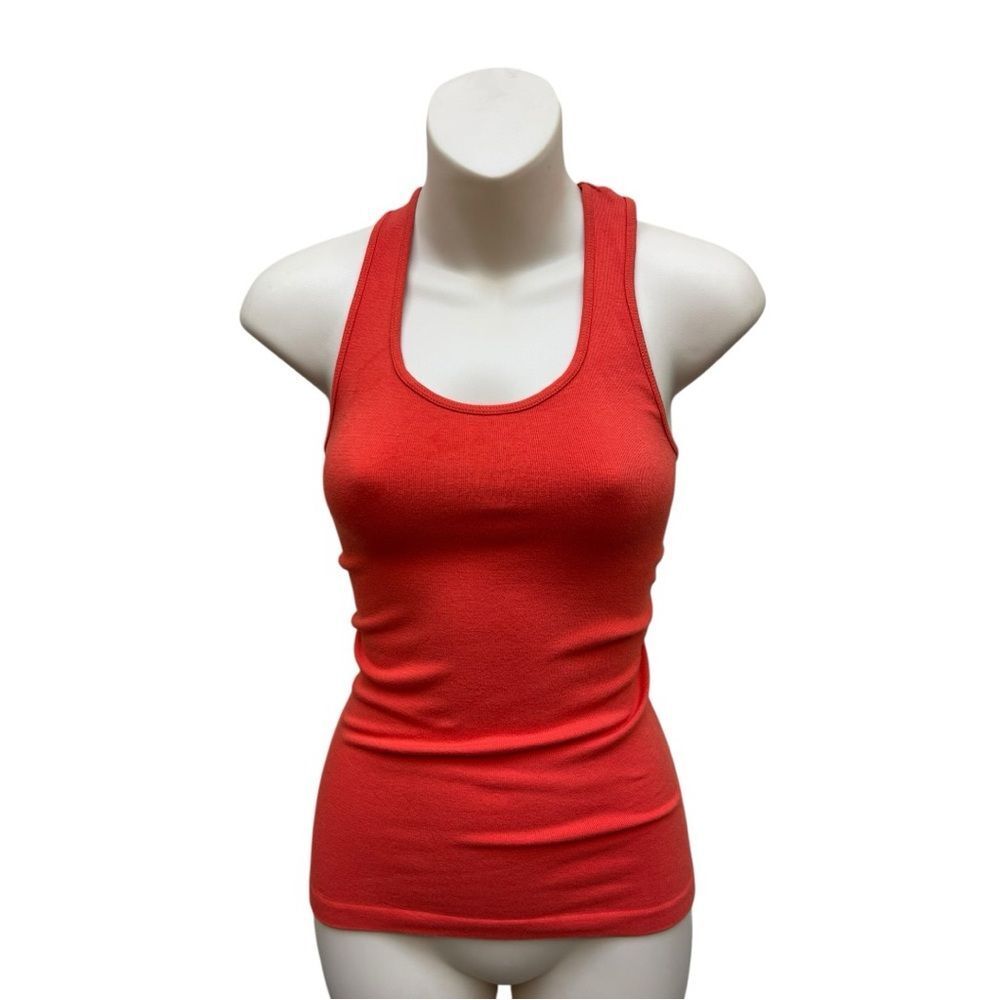 NWT Red Ribbed Racerback Tank Top Fitted Stretch Basic Layering Top